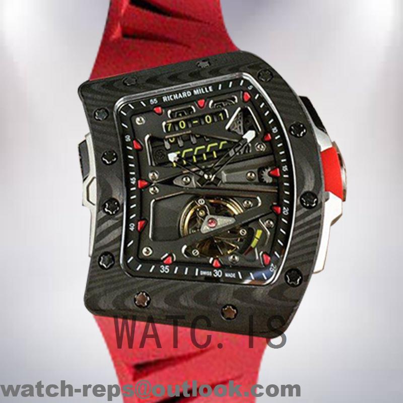 Richard Mille RM68-01 Men Around 50*40mm RM68-01-004 Rubber Band Transparent Dial Watch 2