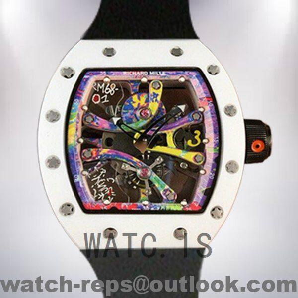 Richard Mille RM68-01 Men Around 50*40mm RM68-01-004 Rubber Band Transparent Dial Watch 4