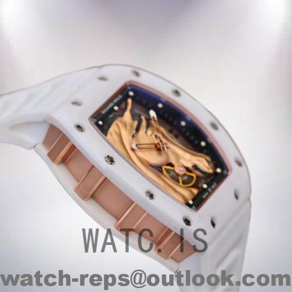 Richard Mille RM52-02 RM52-02-008 Men Around 50*42mm White Rubber Band Watch 6