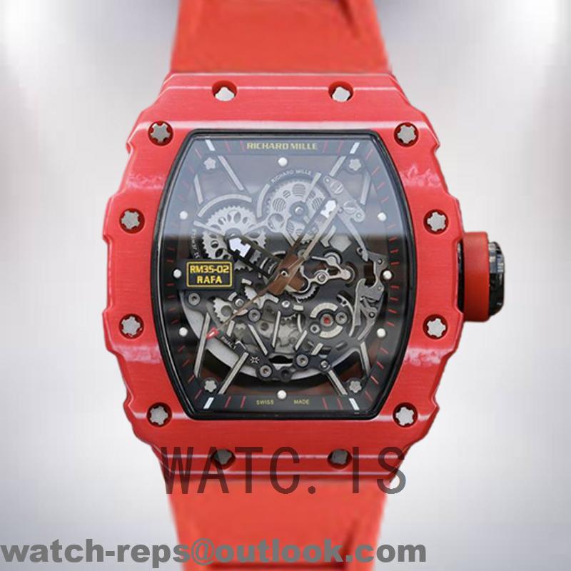 Richard Mille RM35-02 RM35-02-005 Men Around 50*42mm Transparent Dial Rubber Band Watch 2