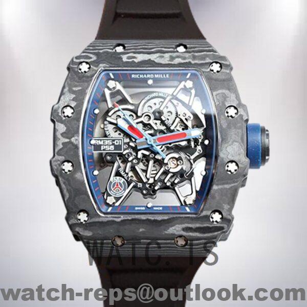 Richard Mille RM35-01 RM35-01-001 Around 50*42mm Men Slate Grey Transparent Dial Watch 4