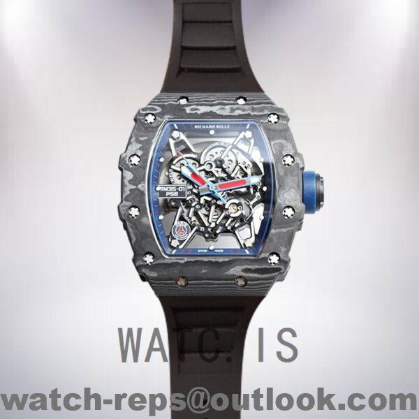 Richard Mille RM35-01 RM35-01-001 Around 50*42mm Men Slate Grey Transparent Dial Watch 5