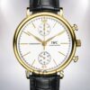 IWC Portofino Chronograph 42mm PortofinoWSR-002 Men's Gold-tone Leather Strap Watch