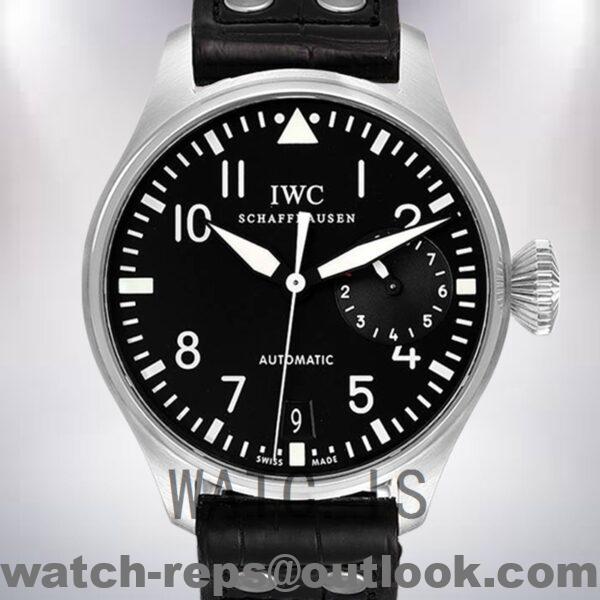 IWC Pilot 43mm Men’s IW500401 Black Dial Leather Strap Watch 4