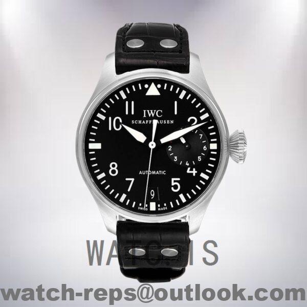 IWC Pilot 43mm Men’s IW500401 Black Dial Leather Strap Watch 5