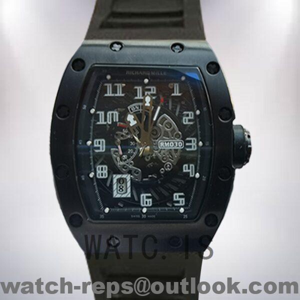 Richard Mille RM030 Around 50*42mm RM030-001 Men Rubber Band Black Watch 4