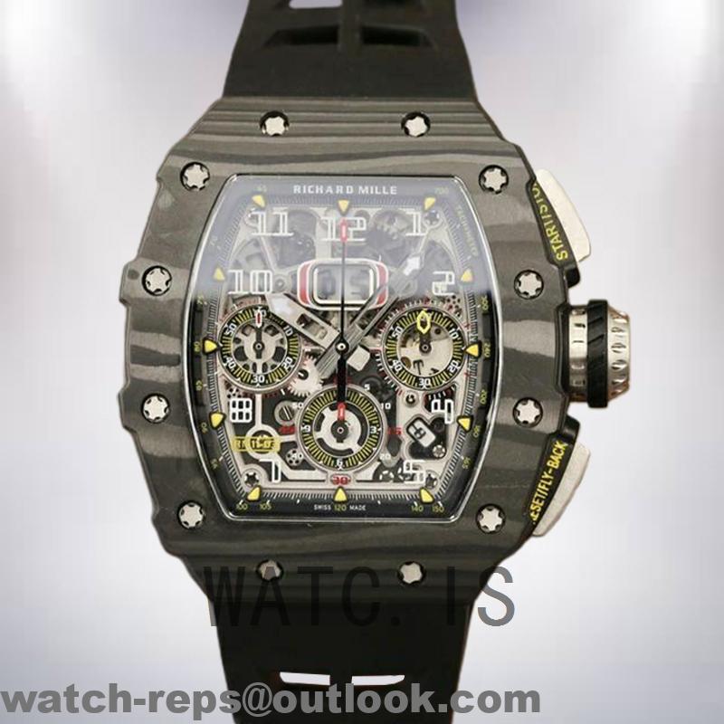 Richard Mille RM11-03 RM11-03-003 Around 50*40mm Men Rubber Band Black Watch 3