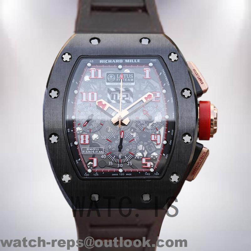 Richard Mille RM010 Around 50*42mm Men RM010-004 Rubber Band Watch 2