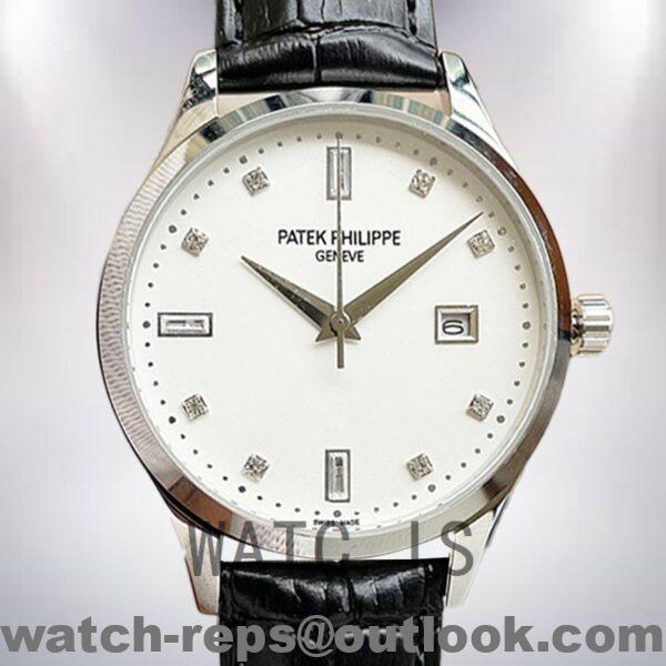 Patek Philippe Calatrava CalatravaWSL003 40mm Men's White Dial Leather Strap Watch