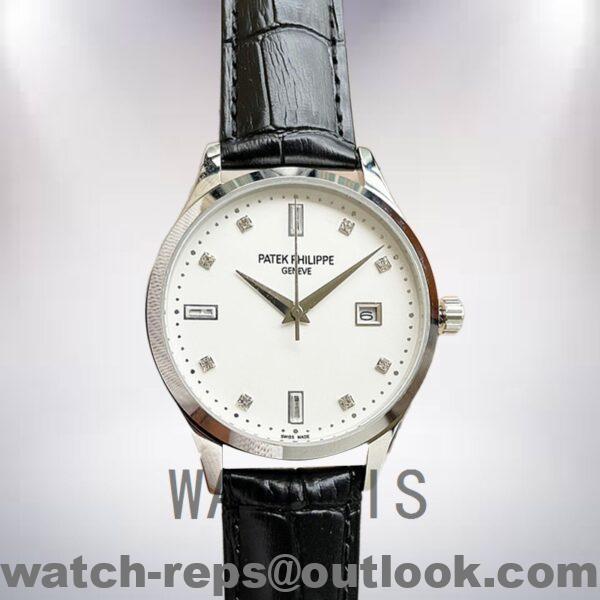Patek Philippe Calatrava CalatravaWSL003 40mm Men's White Dial Leather Strap Watch - Image 2
