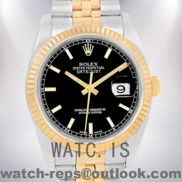 Rolex Datejust Men's 116233BKSJ 36mm Bracelet Silver-tone Watch