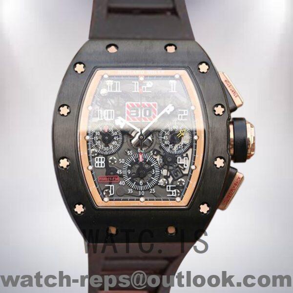 Richard Mille RM011 Men Around 50*40mm RM011-010 Rubber Band Transparent Dial Watch